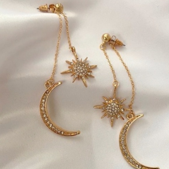 Moon Rhinestone Earrings - Picture 2 of 2